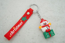 Брелок Сніговик на подарунку різдвяний з ремінцем без карабіну 