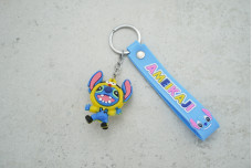 Брелок Стіч в комбінезоні жовтий з ремінцем 