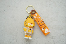 Брелок Гарфілда білий в клітину з ремінцем + карабін