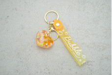 Брелок Серце жовтий із блискітками (з ремінцем + карабін)