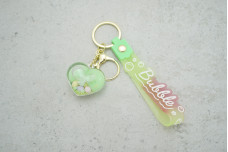 Брелок Серце салатовий з слашем (з ремінцем + карабін)