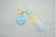 Брелок Серце голубий з слашем (з ремінцем + карабін)