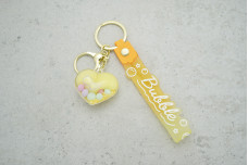 Брелок Серце жовтий з слашем (з ремінцем + карабін)