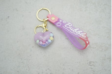 Брелок Серце фіолетовиий з слашем (з ремінцем + карабін)