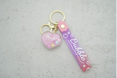 Брелок Серце рожевий з слашем (з ремінцем + карабін)