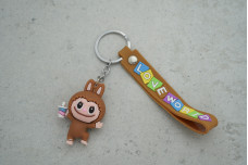 Брелок Labubu Love World коричневий з ремінцем