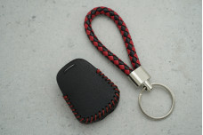 Чохол Opel 2 кнопки червоно-чорний шкіра 