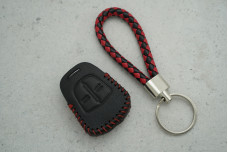 Чохол Opel 2 кнопки червоно-чорний шкіра 