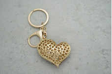 Брелок серце зі стразами червоними (з кільцем + карабін)