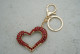 Брелок Серце зі стразами червоними (з кільцем + карабін)