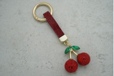 Брелок Вишня зі стразами (з кільцем + карабін)