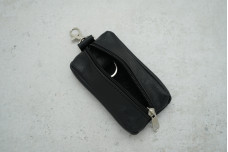 Ключниця OS.9 з карабіном чорна шкіра (11х5 см, 1 кільце) 