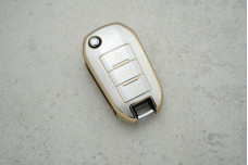 Чохол Peugeot сірий-золото поліуретан