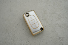 Чохол Peugeot сірий-золото поліуретан