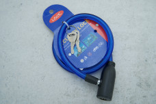 Замок велосипедний Security Lock, 2 ключа, 10х65см синій з чорним замком