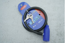 Замок велосипедний Security Lock, 2 ключа, 10х65см чорний з синім замком