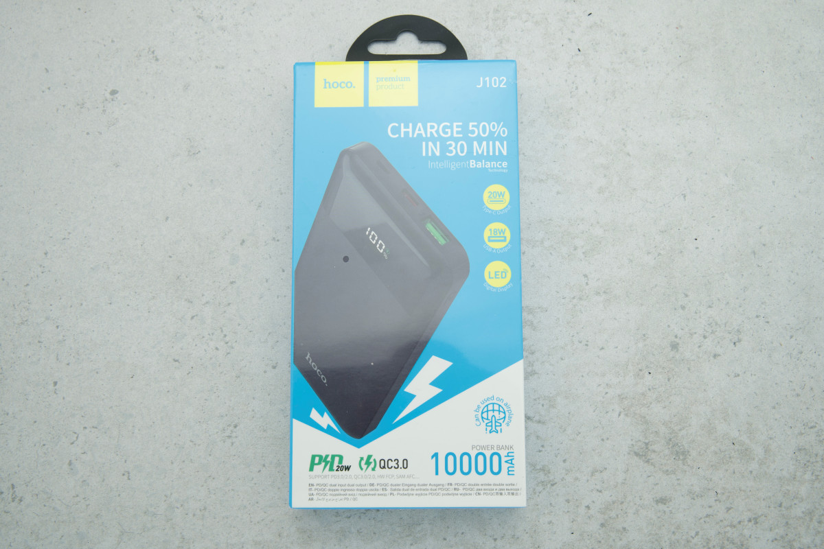 Power Bank Hoco J102 20W 10000 mAh чорний (PD20W+QC3.0)