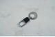 Брелок-карабін шкіра два кільця метал чорний