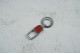 Брелок-карабін шкіра два кільця метал червоний