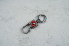 Брелок карабін-відкривачка 2 кільця металевий червоний 