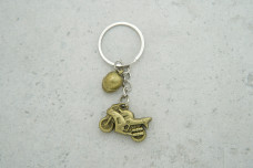 Брелок Мотоцикл з шоломом металевий латунь