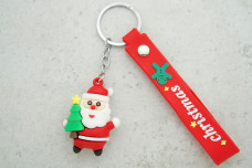 Брелок Різдвяний з ремінцем Миколай з ялинкою (без карабіну)