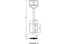 Заготовка ключа СЕНАТ №4 /  DV19G