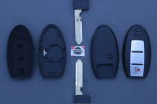 Корпус ключа Nissan NSN14 2 кнопки + паніка (Праве кріплення батарейки)