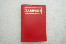 Обкладинка на паспорт червоний золотий шкіра 