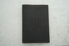 Обкладинка на паспорт темно-коричневий шкіра 