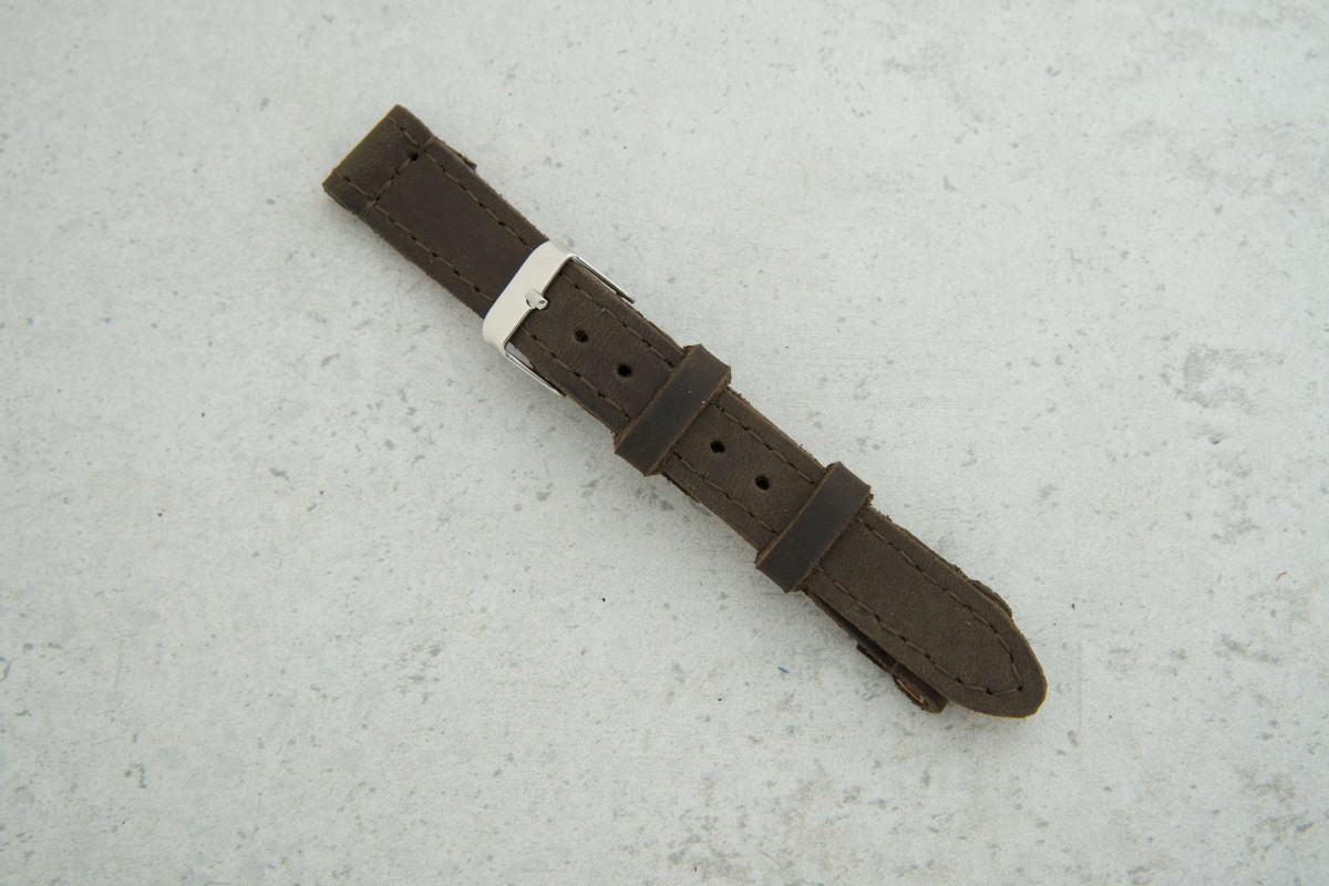 Ремінець 16мм коричневий шкіряний