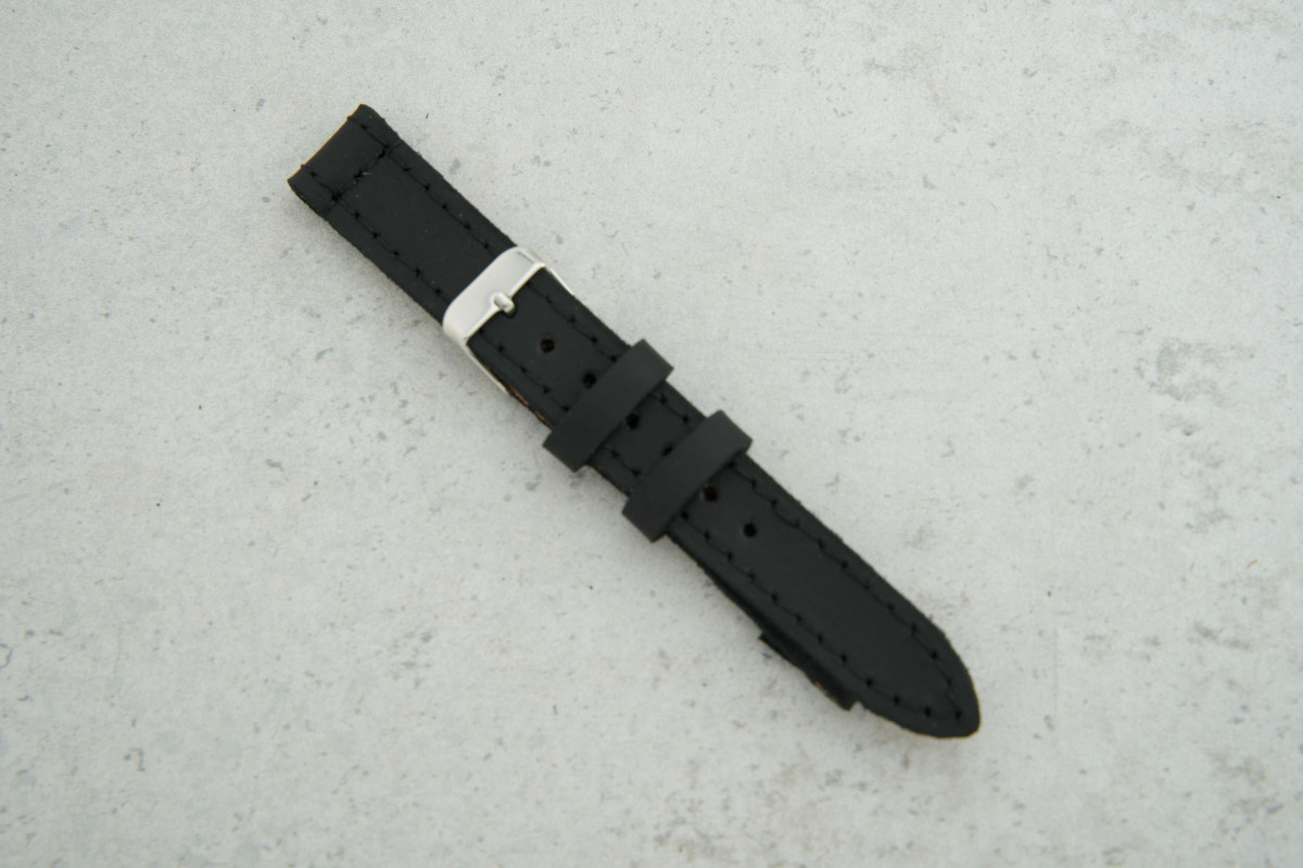 Ремінець 16мм чорний шкіряний