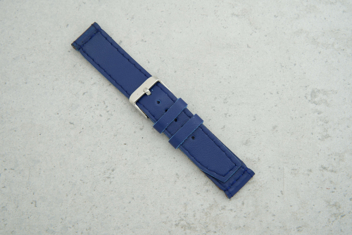 Ремінець 18мм синій шкіряний