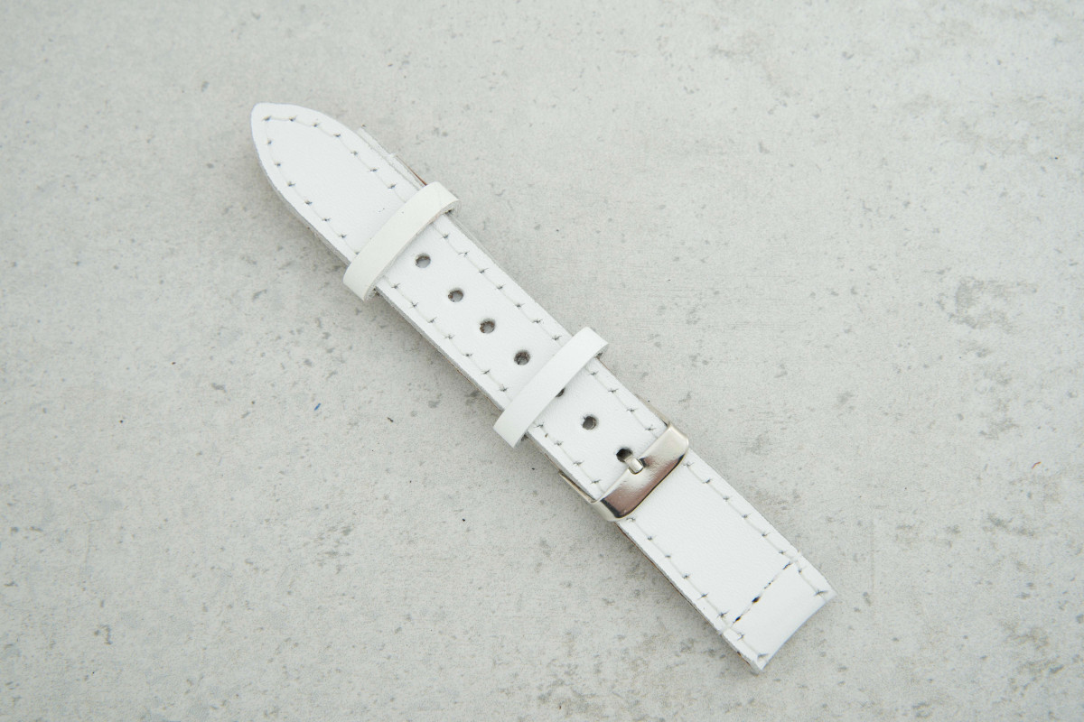 Ремінець 20мм білий шкіряний