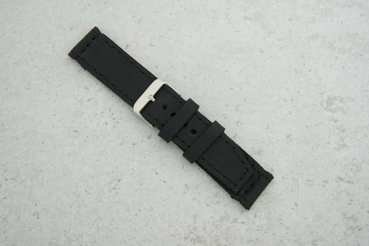 Ремінець 20мм чорний шкіряний