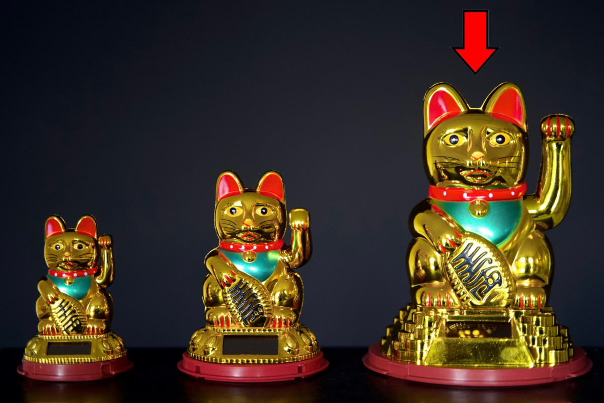 На удачу японский кіт Манекі Неко 16,5см золото (на сонячній батареї)