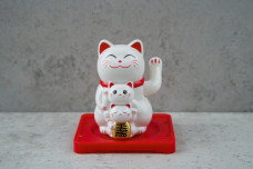 На енергію японский кіт Манекі Неко 6,5см білий (на сонячній батареї)