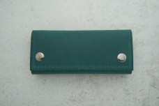 Ключниця з карабінами 2 кнопки шкіра бірюзова