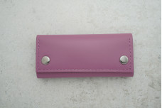 Ключниця з карабінами 2 кнопки шкіра рожева