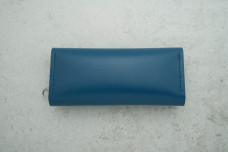 Ключниця з карабінами 2 кнопки шкіра синя