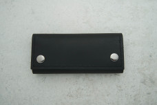 Ключниця з карабінами 2 кнопки шкіра чорна