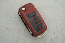 Чохол VW / Skoda карбон червоний поліуретан