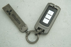 Чохол Mitsibishi сірий метал шкіра універсальний