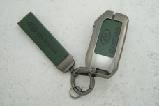 Чохол KIA зелений сірий метал + шкіра