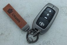 Чохол Toyota сірий коричневий метал шкіра