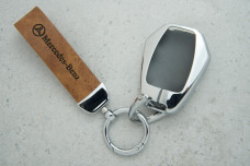 Чохол Mercedes коричнева шкіра + метал універсальний