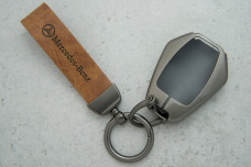 Чохол Mercedes коричневий сірий метал + шкіра