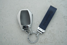 Чохол Mercedes синій шкіра + метал універсальний