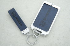 Чохол Honda синій сірий шкіра + метал