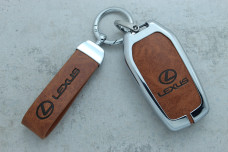 Чохол Lexus коричневий метал шкіра